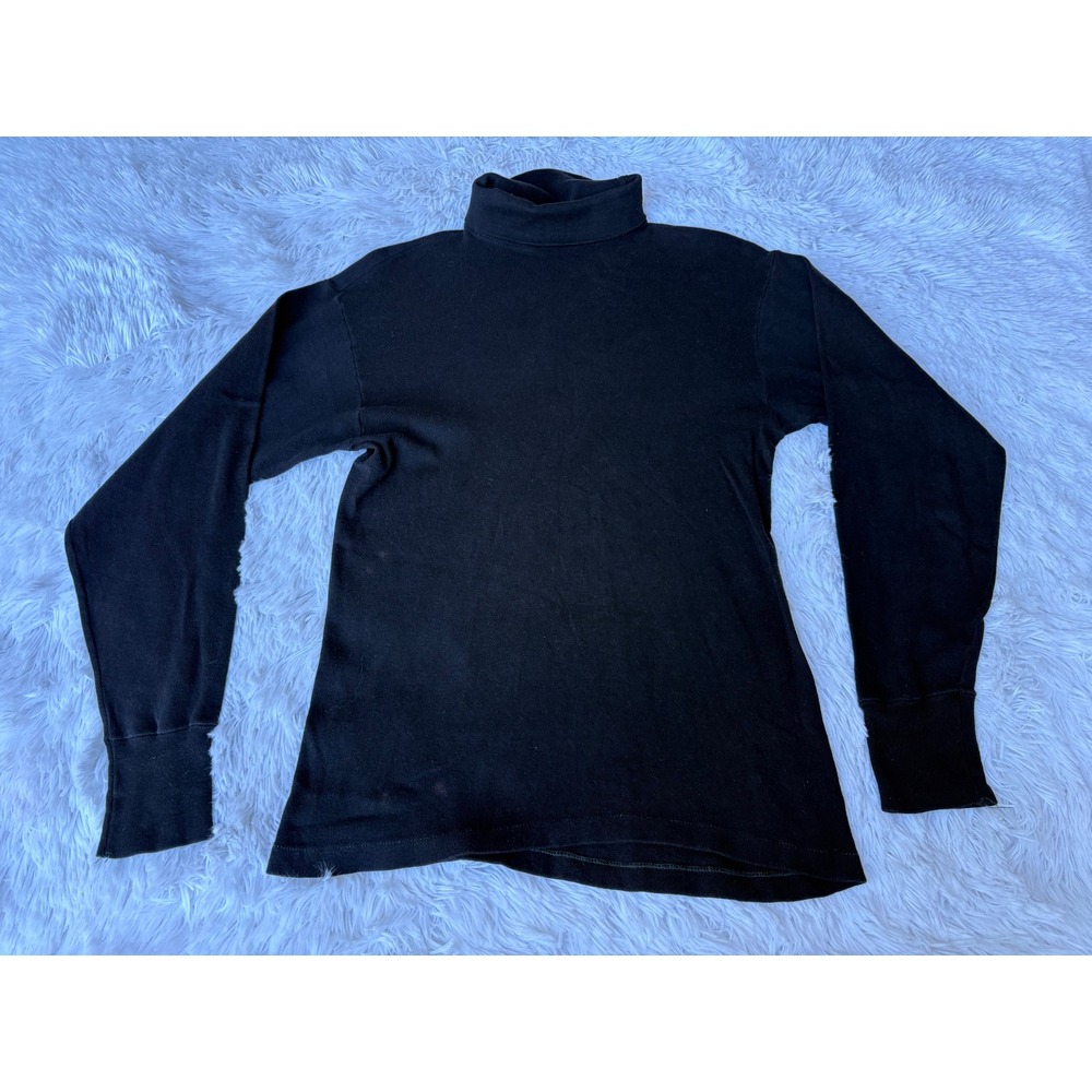 Vintage Campus Black Turtleneck Sweater Mens Large Fully Combed Yarn Long Sleeve